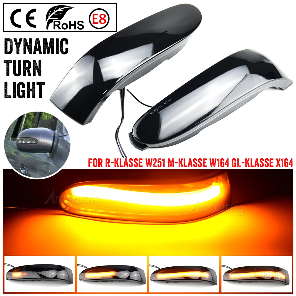 2X LED Dynamic Turn Signal Light Sequential Mirror Blinker Lamp For Mercedes-Benz M ML GL Class W164 X164 W251 ML350 ML300 R300