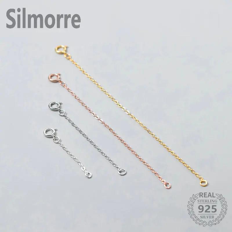 

2PCS 925 Sterling Silver 3/5/8/10cm Extension Chain for DIY Bracelet Necklace PURE Silver Fine Jewelry Findings