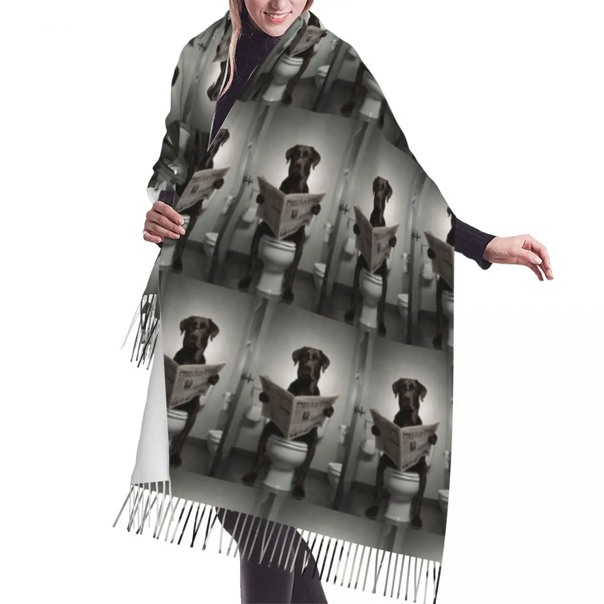 

Шоколадный лабрадор для чтения газет, шарф с кисточками, женские мягкие теплые шали и накидки, большая осенне-зимняя шаль