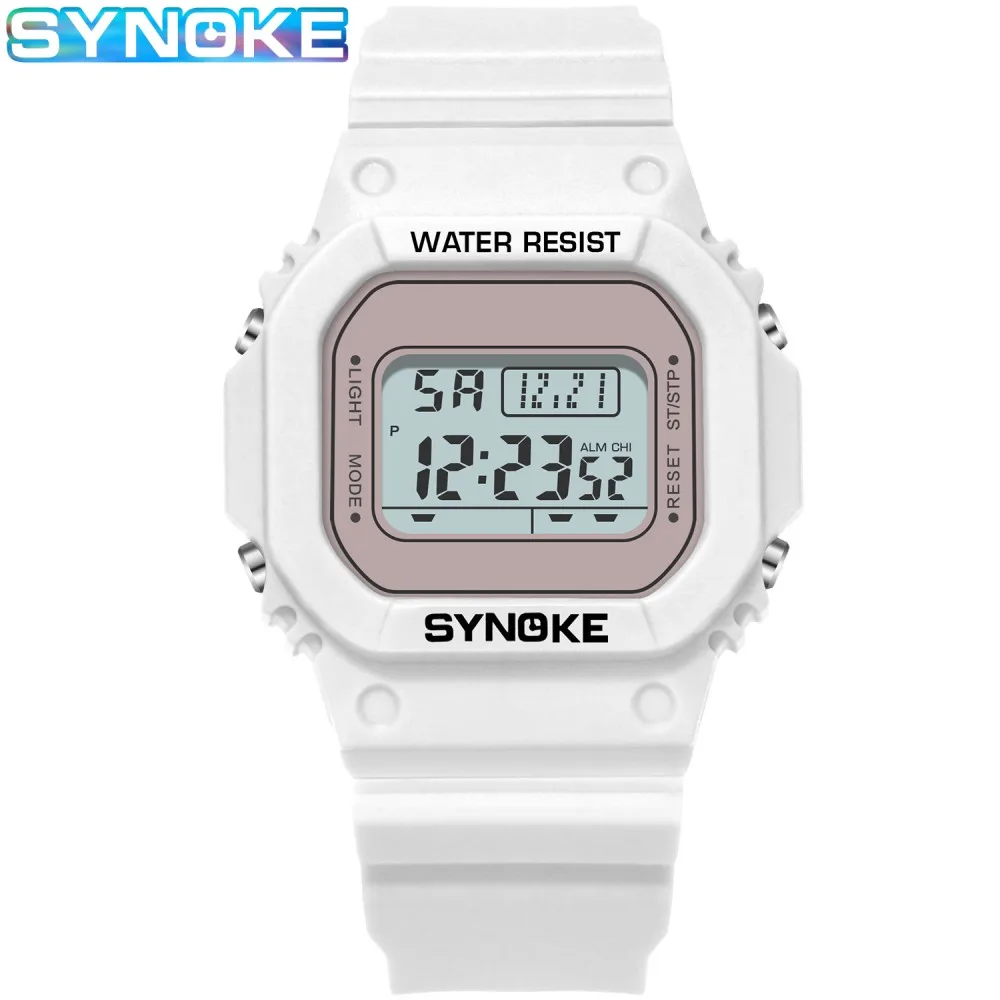 Digital Watches Lady Sports Luminous Multifunction Waterproof Chrono Wristwatch Outdoor Girls Fashion Student Watch New Synoke