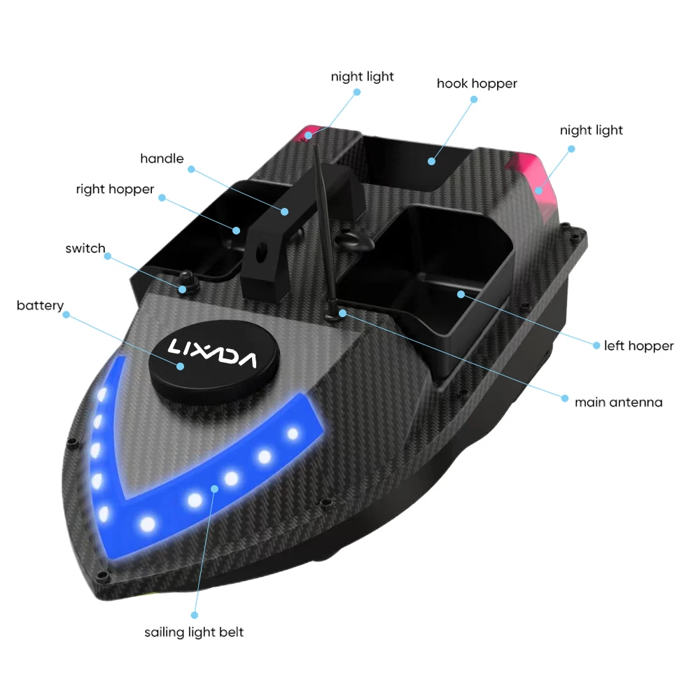 Imagem -06 - Wireless Remote Control Bait Boat Barco Alimentador de Pesca Bait Containers 99 Baiting Spots Gps 600m rc