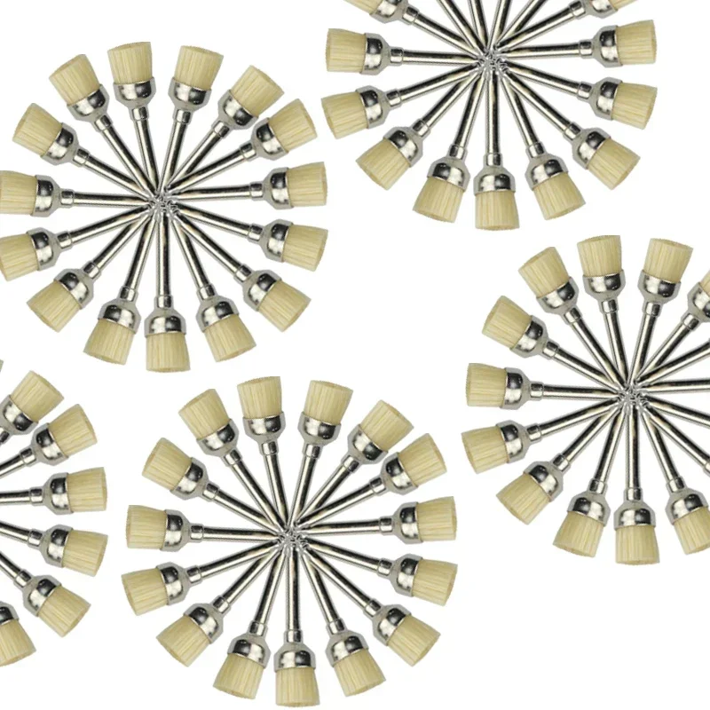 100Pcs Dental Prophy Polishing Brush Used for Stay Remote Polishing Bowl Shape Pig Hair Brush Dentist Consumables