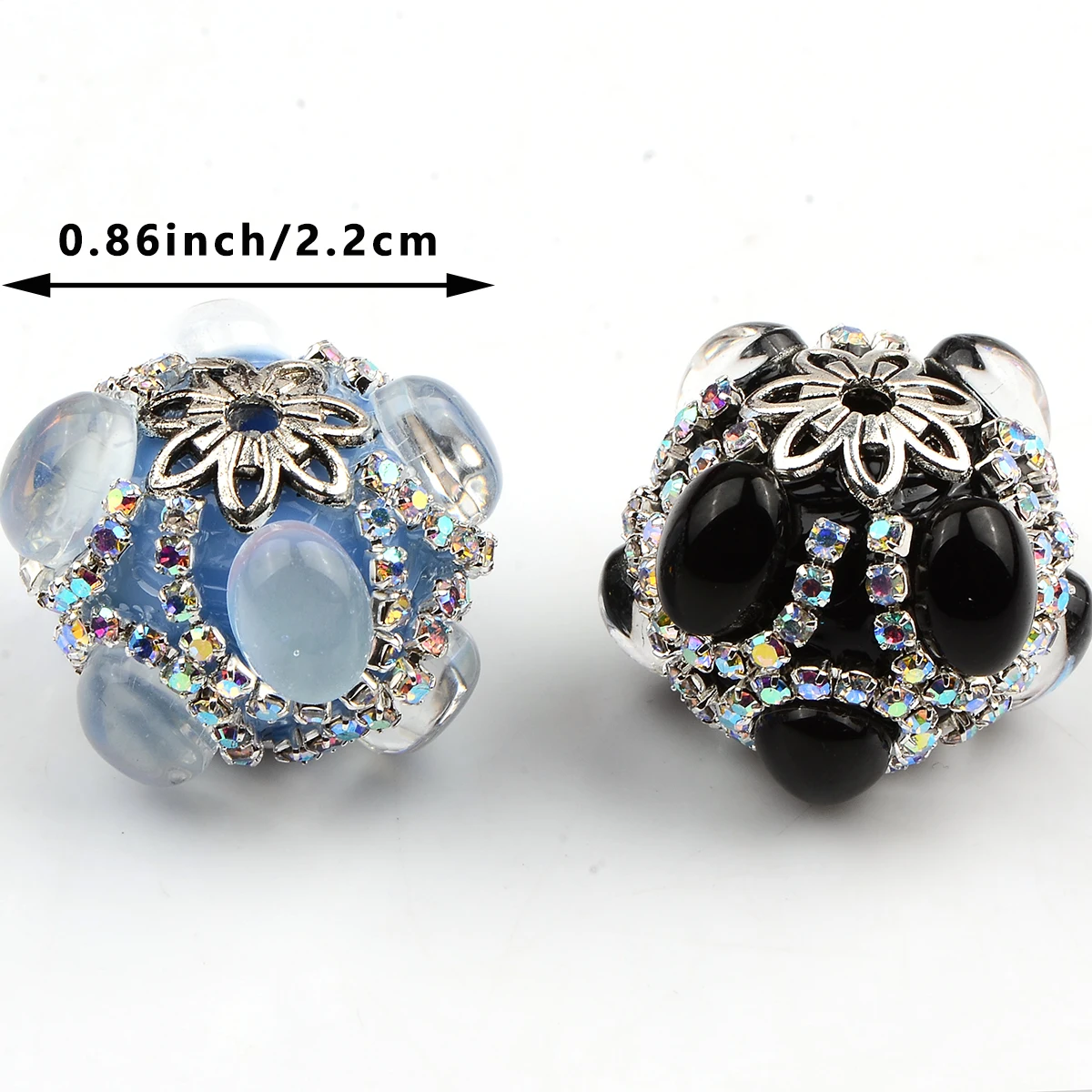 5pc Acrylic Rhinestone Loose Space Bead,Mix color ABS Vintage Round Bead for DIY Jewelry Making-Ideal for Necklace,Bracelet,Earr