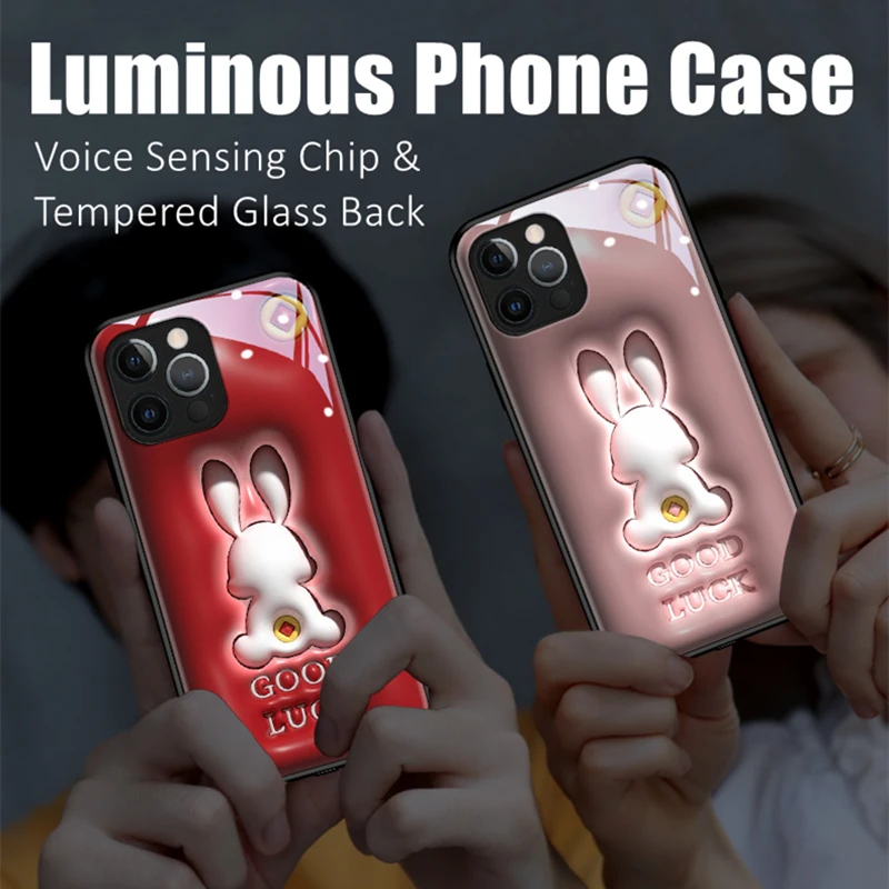 

Dilated Rabbit Voice Sensing LED Light Glowing Luminous Phone Case for Samsung S22 S23 S24 Note 10 20 A14 A54 A73 Plus Ultra