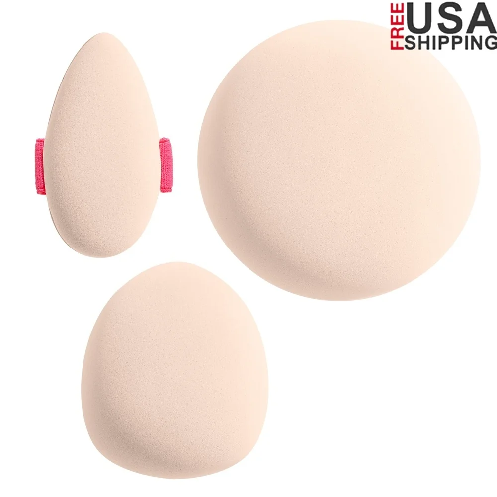 

Triple Feature 3-Piece Makeup Sponge Set Ultra Soft Cushion Blending Sponges Flawless Application Hands-Free Comfort Reusable