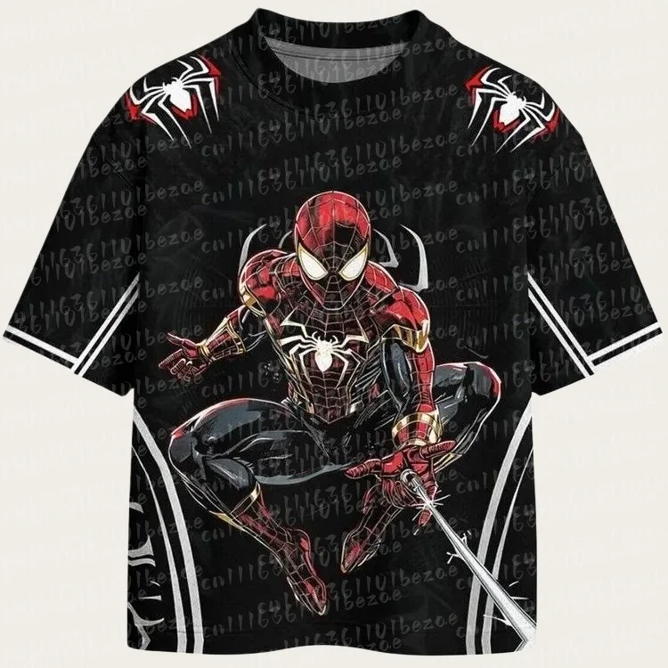 Replika Superhelden-Netzmuster Familien-Matching-T-Shirt, 3D-Druck Streetwear Kurzarm-Oberteile für Männer, Frauen, Kinder, Lässiges Jersey-T-Shirt – Detail 7