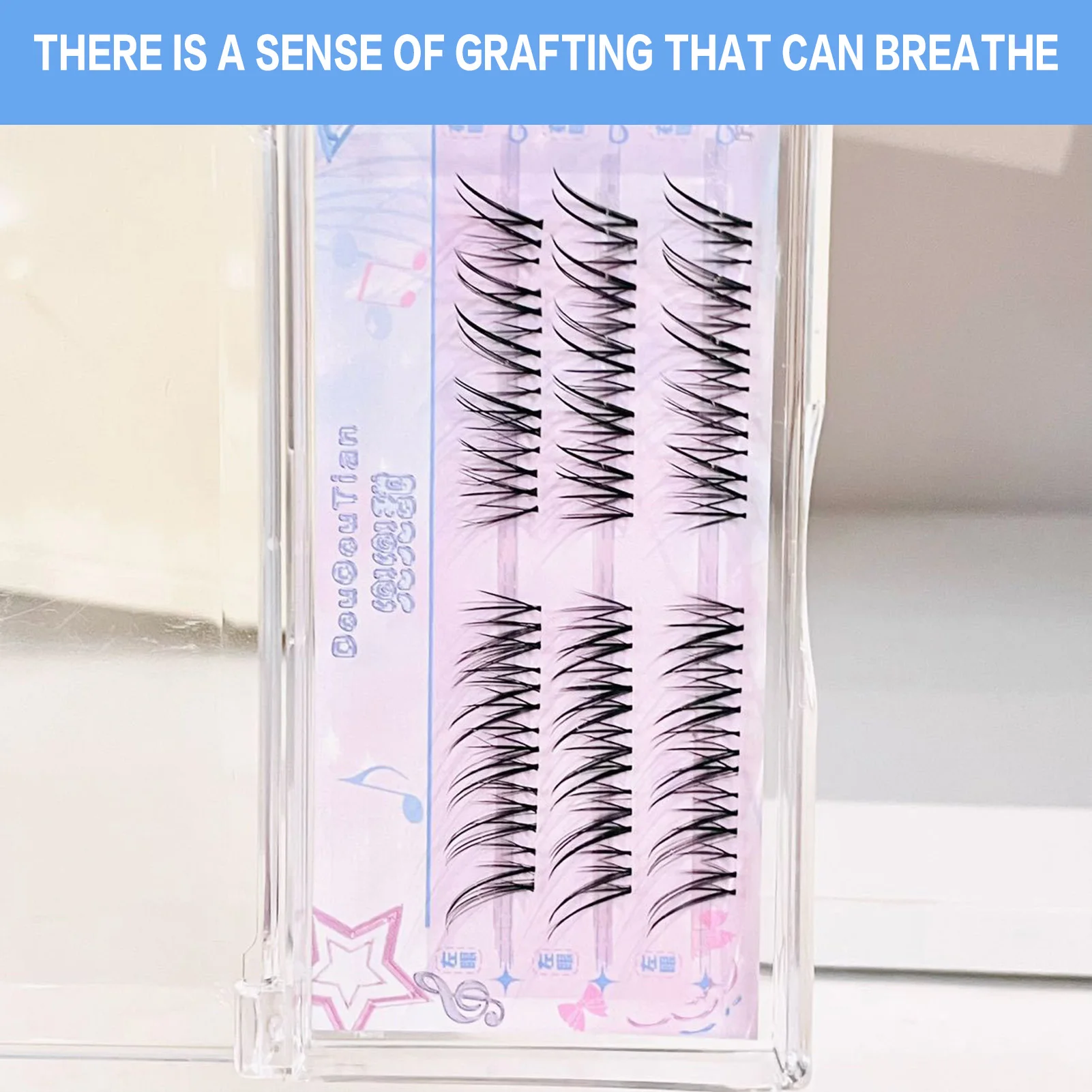 フォックススタイルつけまつげ 7-12mm 混合長さ クリアバンド ナチュラルふわふわフライングCカールまつげエクステ 個別まつげクラスター