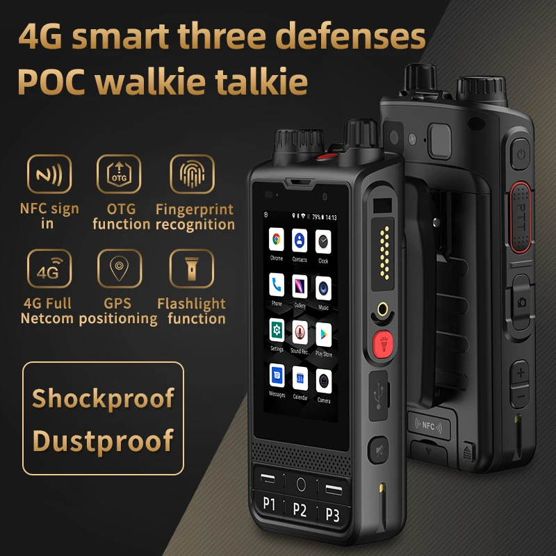 ANYSECU W6 4Gวิทยุเครือข่ายAndroid 8.1 ปลดล็อคLTE/WCDMA/GSM POCวิทยุ 4200MAh Walkie Talkieทํางานร่วมกับจริงPTT Zelloพร้อมWIFI