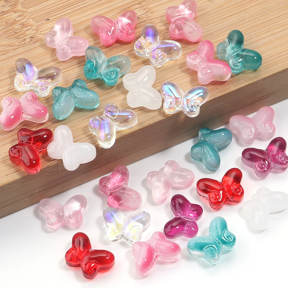 50-100 قطعة Lampwork المزجج الخرز الملونة فراشة شكل التشيكية الزجاج فضفاض حبة لصنع المجوهرات DIY بها بنفسك القرط قلادة النتائج #6