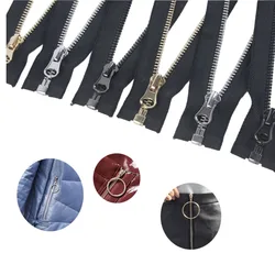 2Pcs 50-80cm 5# Metal Auto Lock Zips Open/Close-end Zippers for Sewing Jacket Garments DIY Clothing Sewing Zipper Accessories