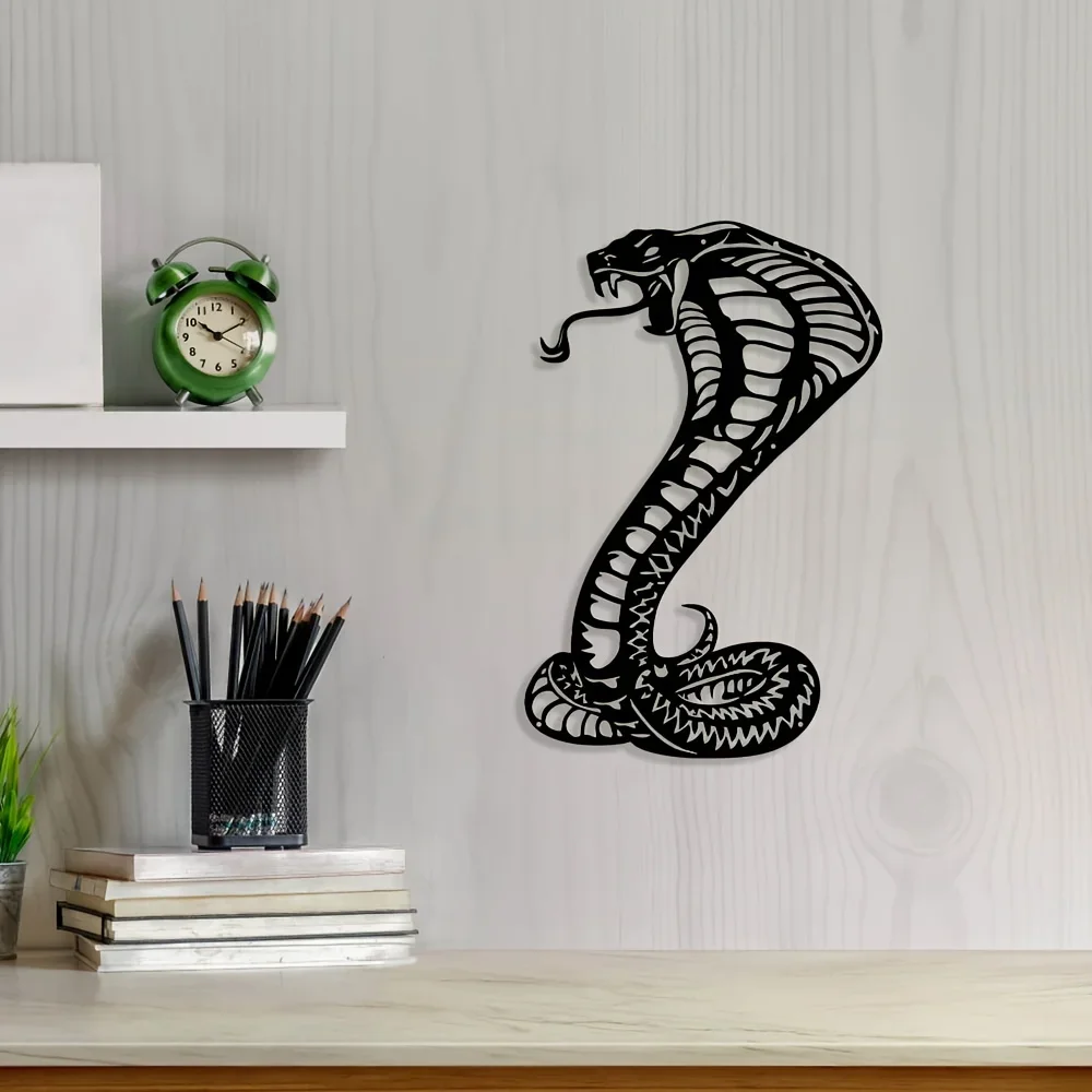 One cobra snake wall decoration, artistic logo metal snake silhouette, indoor hanging, living room man cave decoration