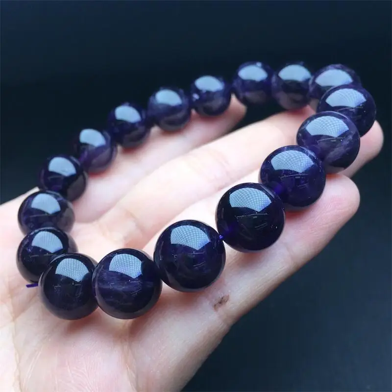

12MM Natural Amethyst Bracelet String Charms Handmade Crystal Jewelry Stretch Fashion Bangle Birthday Gift 1PCS