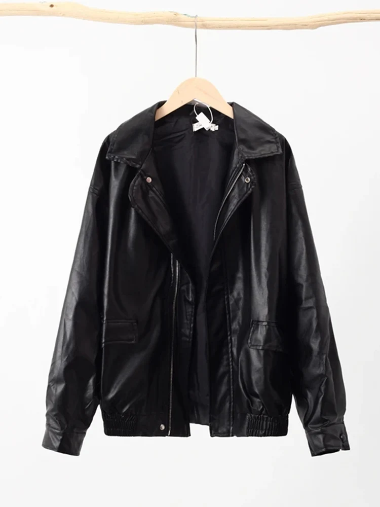 Zoki-Veste de Moto Rétro en PU pour Femme, Streetwear Harajuku, Hip Hop, Manteau de Motard Américain Décontracté, Manches sulf, Bf Vintage Y2K Top, Nouveau