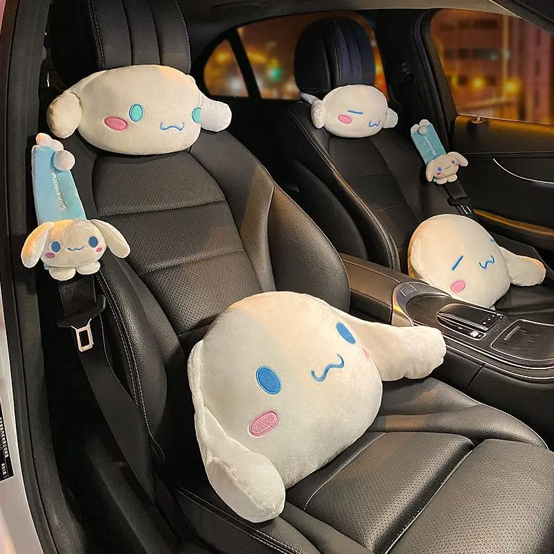 

Cartoon Cinnamoroll Car Headrest Neck Safety Cushion Chair Neck Support Waist Pillow Headrest Seat Belt Cover Car Accessories