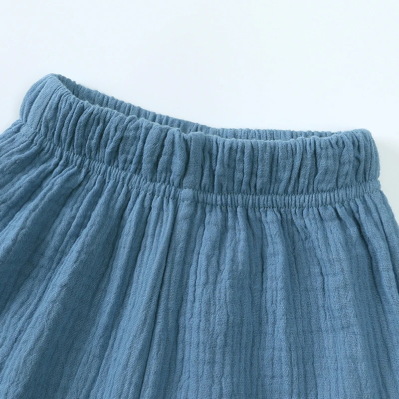 2024 Kinder Sommer coole Hosen feste Baumwolle Leinen Elastizität Kleidung für Jungen Mädchen 12m-8t koreanische Freizeit hose Teenager-Hose – Detail 3