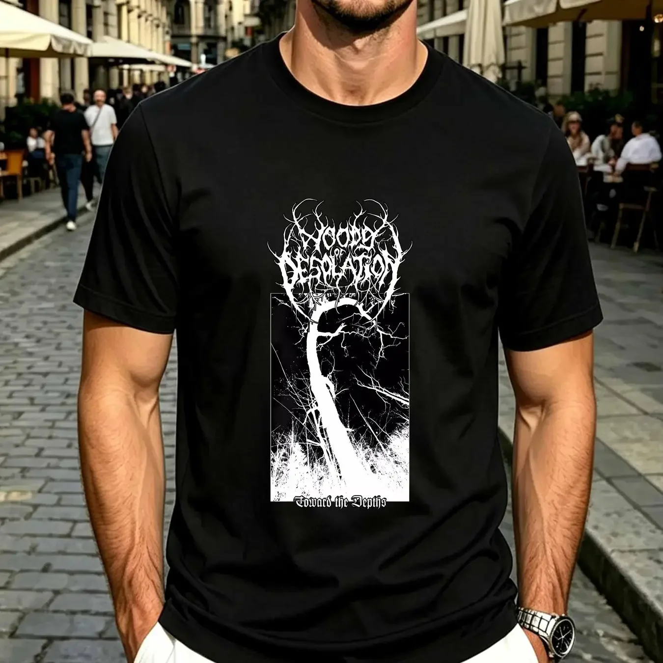 washed T Shirt NWT Woods of Desolation Toward the Depths Black Metal Music Size S 4XL vintage Washed homme fashion Breathable