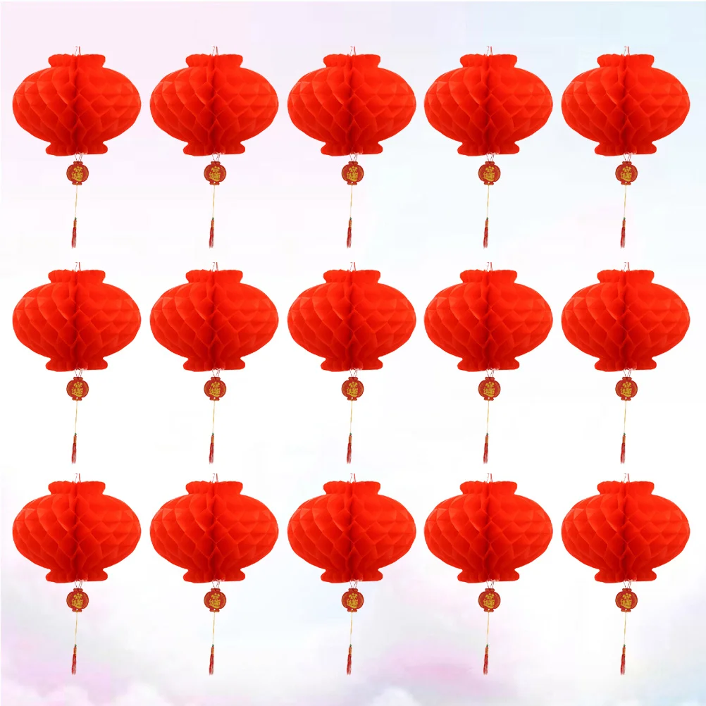 

50 pcs 24Cm Red Honeycomb Ball Lantern Style Papercutting Decoration For Wedding Valentine'S Day Hanging Home Decor