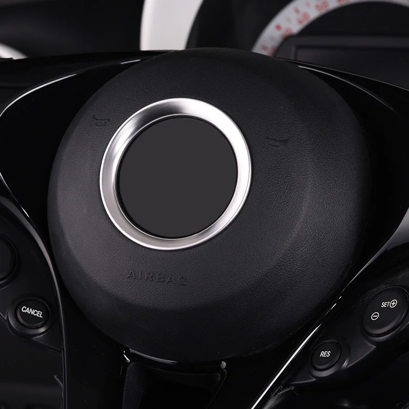 Car Styling Steering Wheel Center Logo Sticker Trim For Smart 453 Fortwo Forfour Stainless Steel Emblem Frame Badge Decor Ring view 6