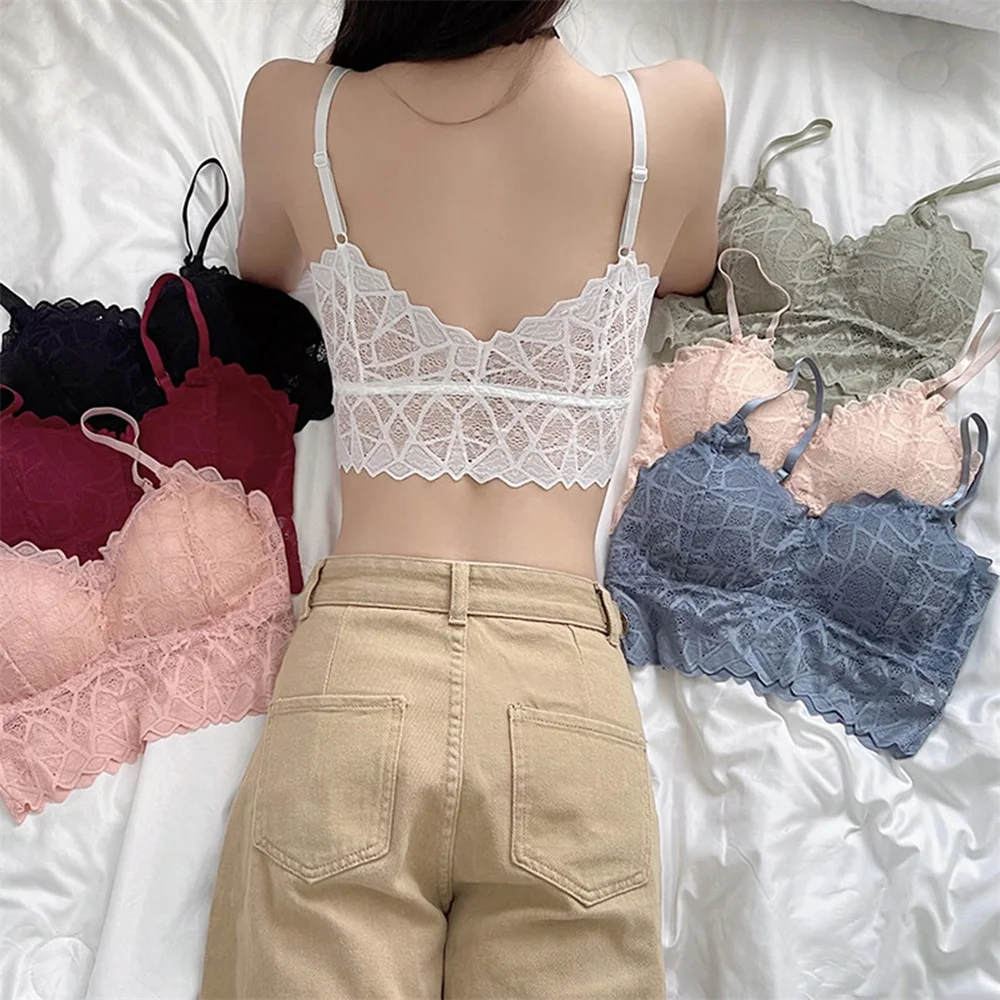 Women's Bra Set Sexy Beauty Back Tops Lace Push-up Bras and Panty Sets Wire Free Lingerie Solid Padded Intimates Underwear Suits