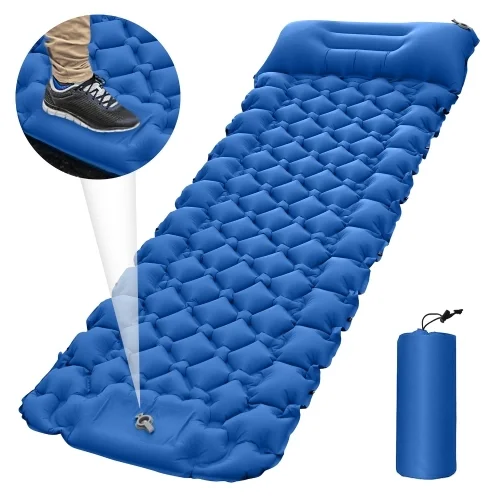 Sleeping Pad Inflatable with Pillow  Compact Ultralight Waterproof Camping Air Mat Lightweight and Compact After Deflated