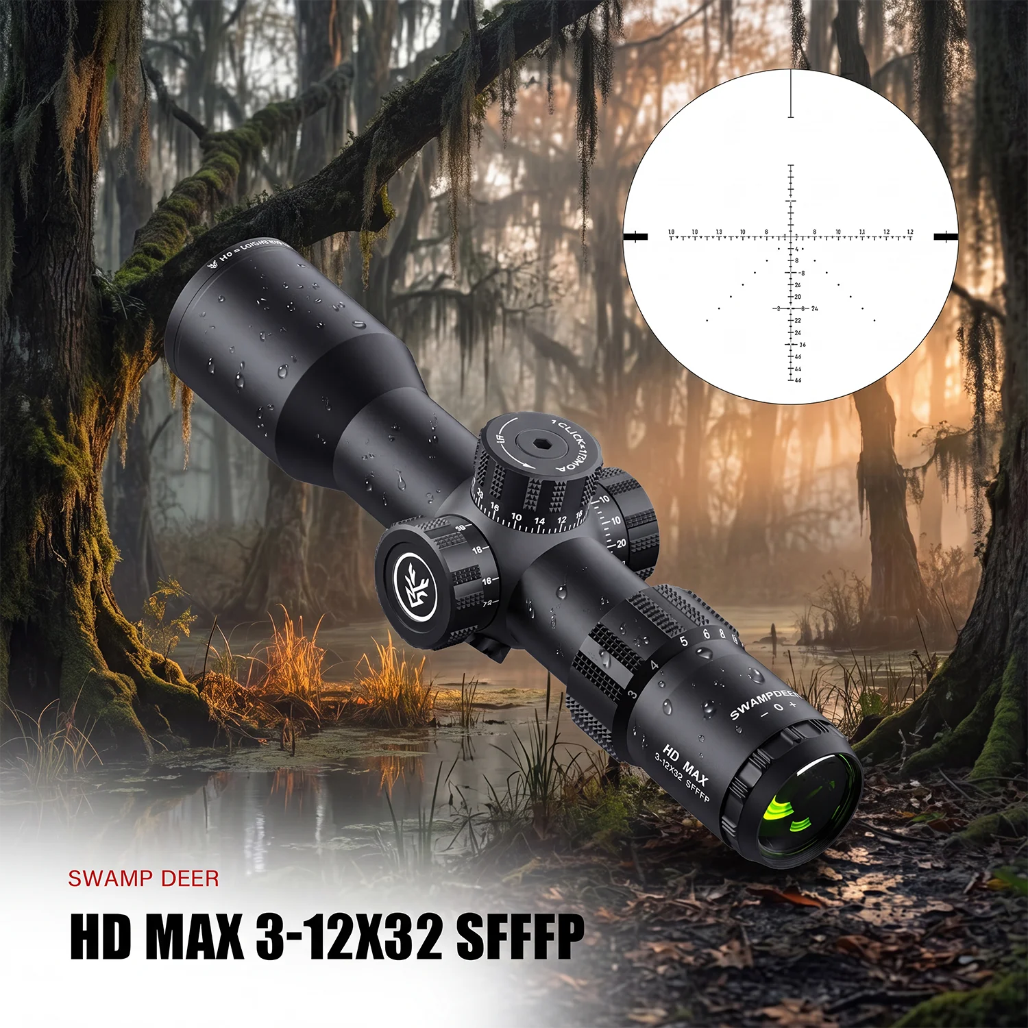 HD MAX 3-12x32SF FFP Rifle Scopes Tactical Riflescope Gear Illuminated Lock Reset Sights Hunting Accessories And Equipment
