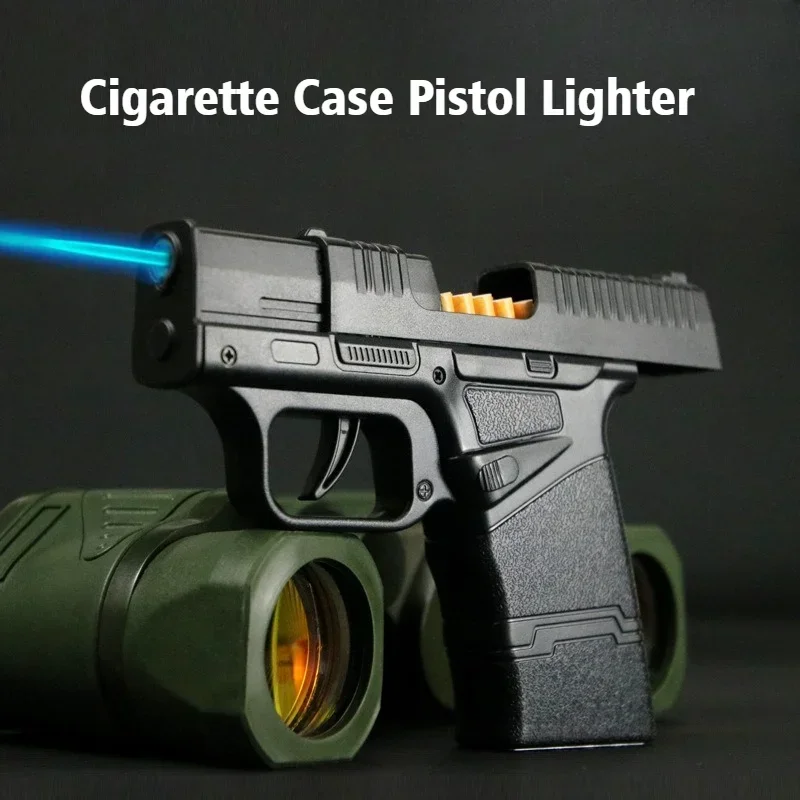 

Newest Gun Cigar Igniter Cigarette Case Pistol Lighter Inflatable Windproof Open Flame Cigarettes Lighters & Smoking Accessories