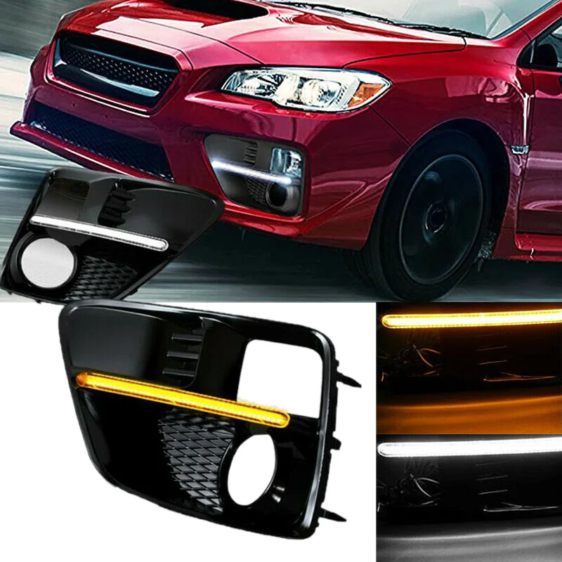 Luz de circulación diurna y antiniebla para Subaru WRX STI, parachoques LED DRL, señal de giro, cubierta, 2015-2017