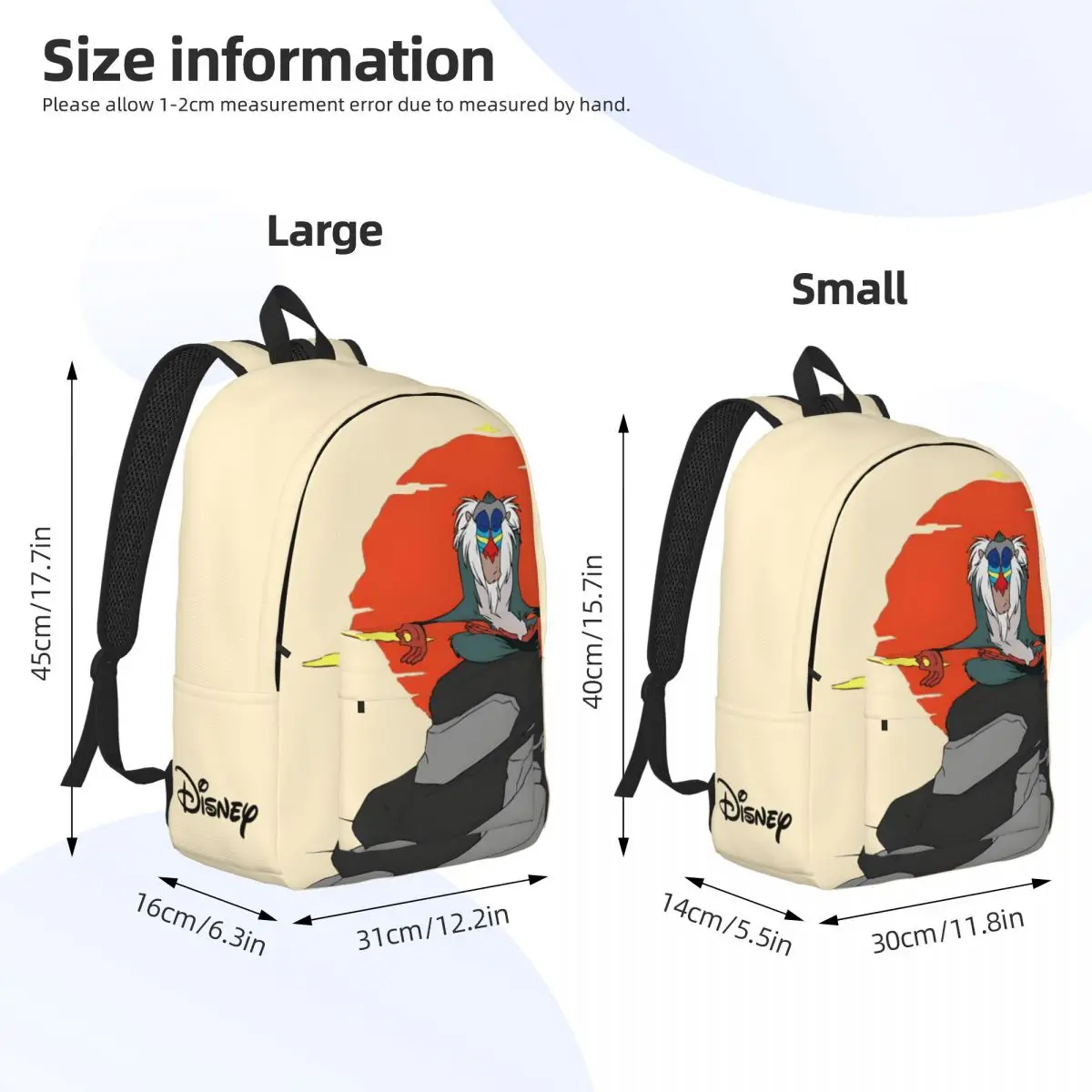 Mochila com fecho com zíper para funcionários de escritório Mochila de acampamento Presentes legais Disney, Filme do rei leão