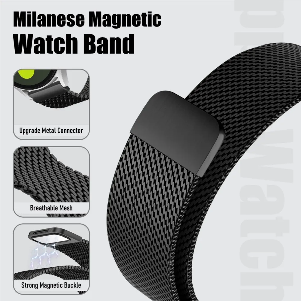 Thick Milanese Band for Samsung Galaxy watch 7/6/5/4/classic/5 Pro/s3 44mm 40mm 20mm 22mm  Bracelet Correa Galaxy watch 7 Straps