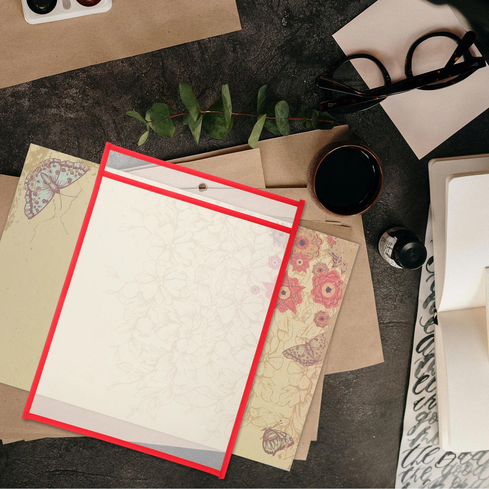 

6pcs Holder Multi-Function Document Protectors Pet Non-Woven Paper Organizer Clear Plastic Portable Transparent File