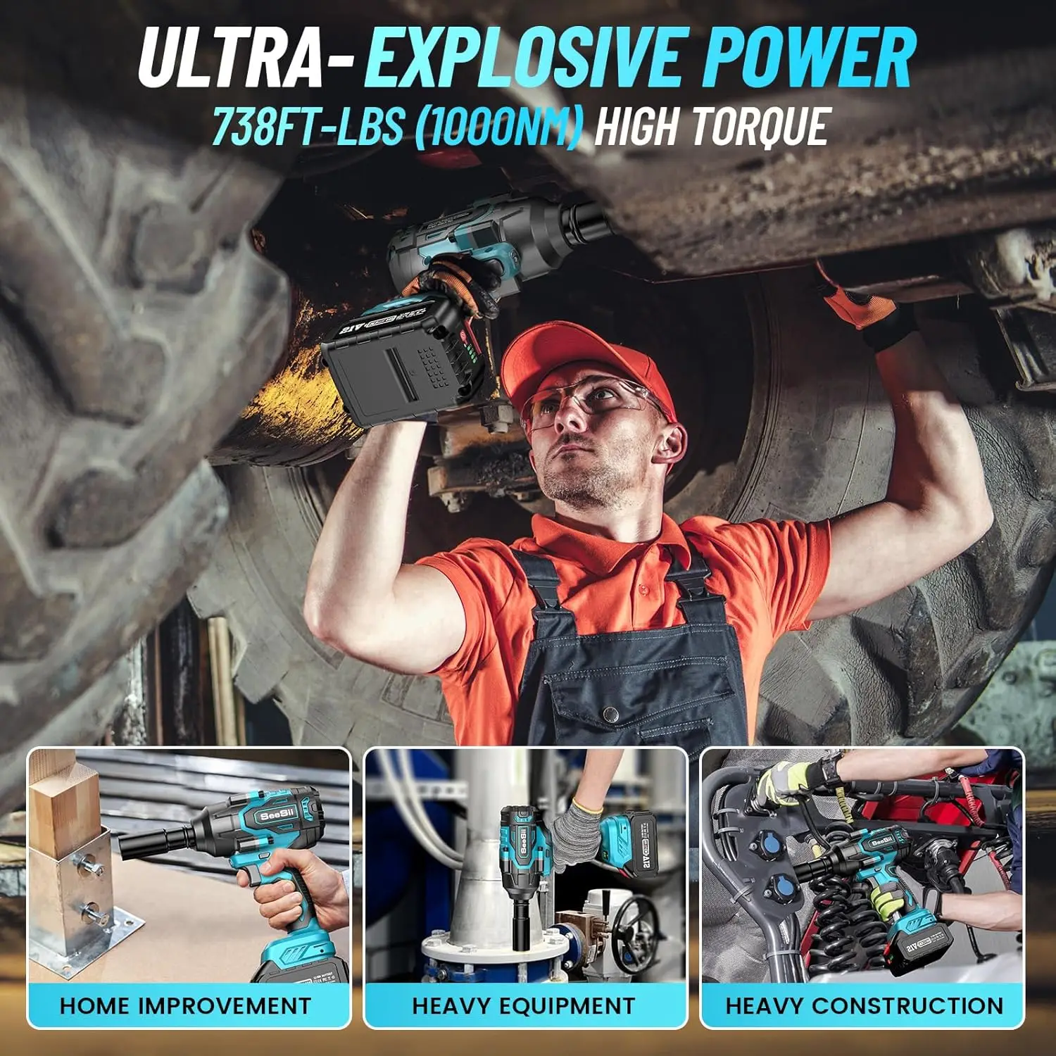 3/8" Ratchet Wrench + 1000Nm Impact Wrench