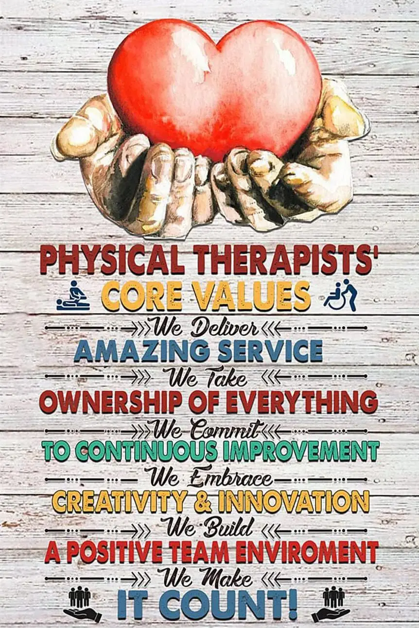 Tin Sign Physical Therapists‘ Core Values We Deliver Amazing Service Living Room, Kitchen, Farm Tin Sign Hanging Poster Dec sign