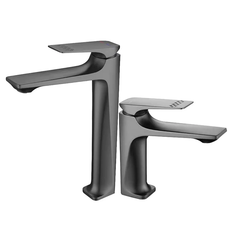 

Gun Gray Bathroom Basin Faucet, Zinc Alloy Hot and Cold Basin Faucet, Dual Control Basin Faucet
