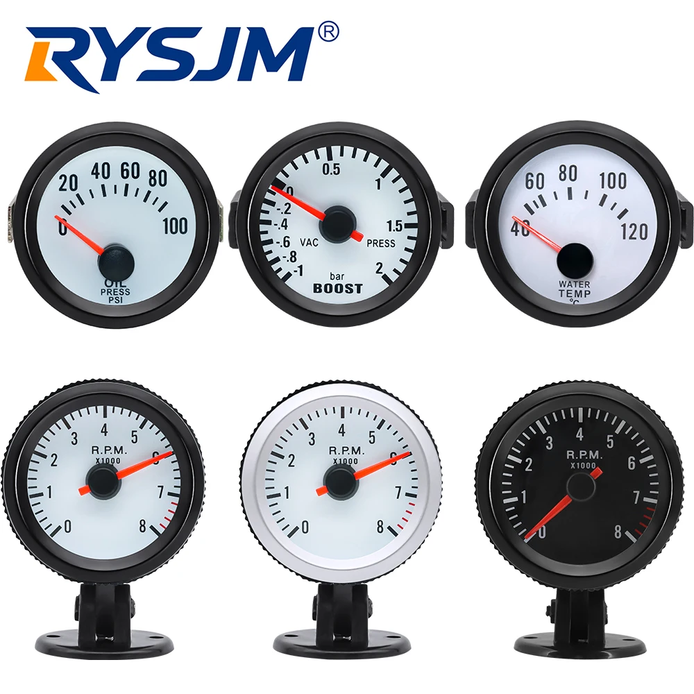 Universal 52mm Car Boost Gauge PSI BAR RPM Tachometer Oil Press Gauge Water Temp Meter For Car Truck Accessories For 12V Car