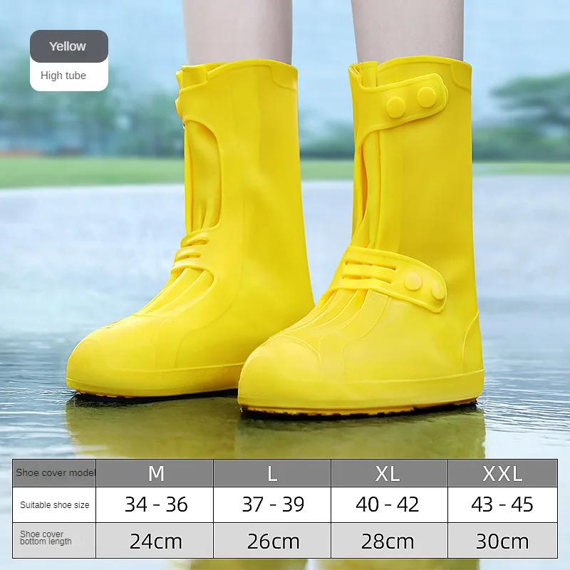 Waterproof Shoe Cover Silicone High Top Rain Boots Cover Non-slip Shoes Protector Outdoor Reusable Thickened Footwear WaterShoes