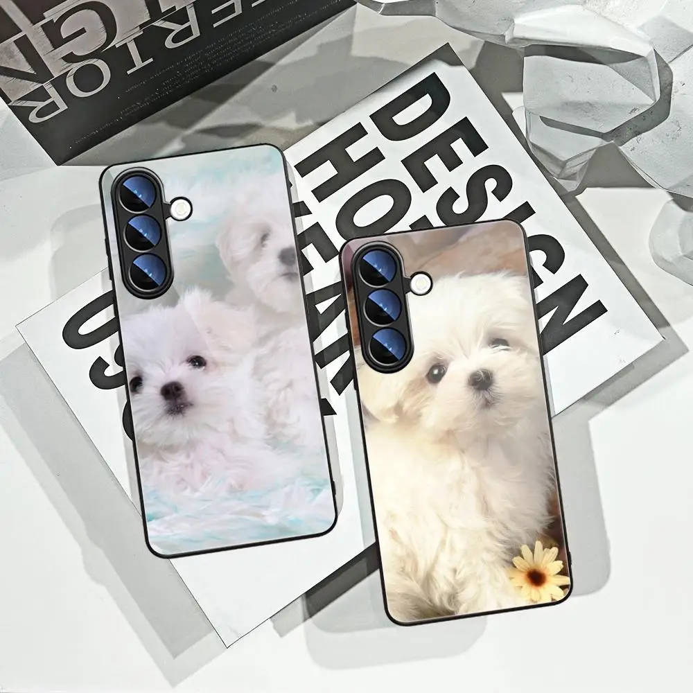Korean Cute Cake Puppy Phone Case For Samsung Galaxy S26 Edge S25 S24 S23 S22 Ultra S21 S20 FE 5G S10 Tempered glass phone case