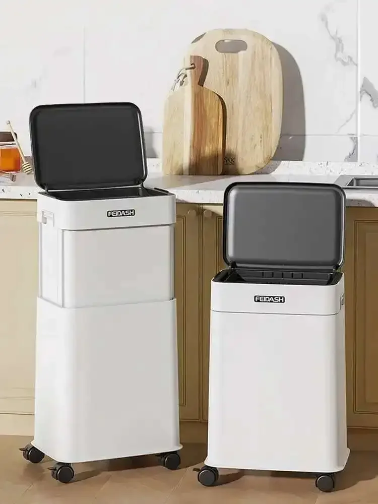 Automatic Sensor Waste Bins Large Capacity Trash Can Smart Wastebasket with Wheel Things for The Home Litter Bins Kitchen Supply