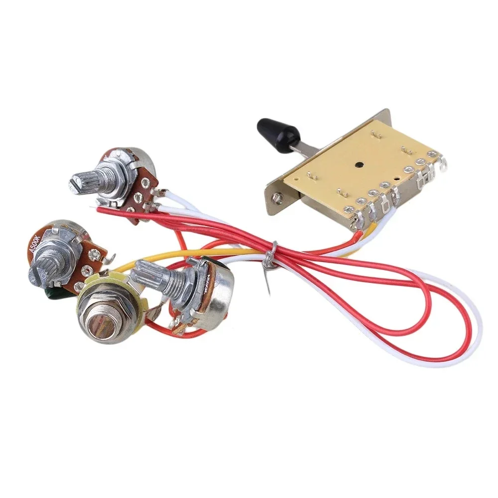 Premium 3 Single-Coil Electric Guitar Pickup Wiring Harness - 500K Pots, Durable Circuit for Superior Sound Control