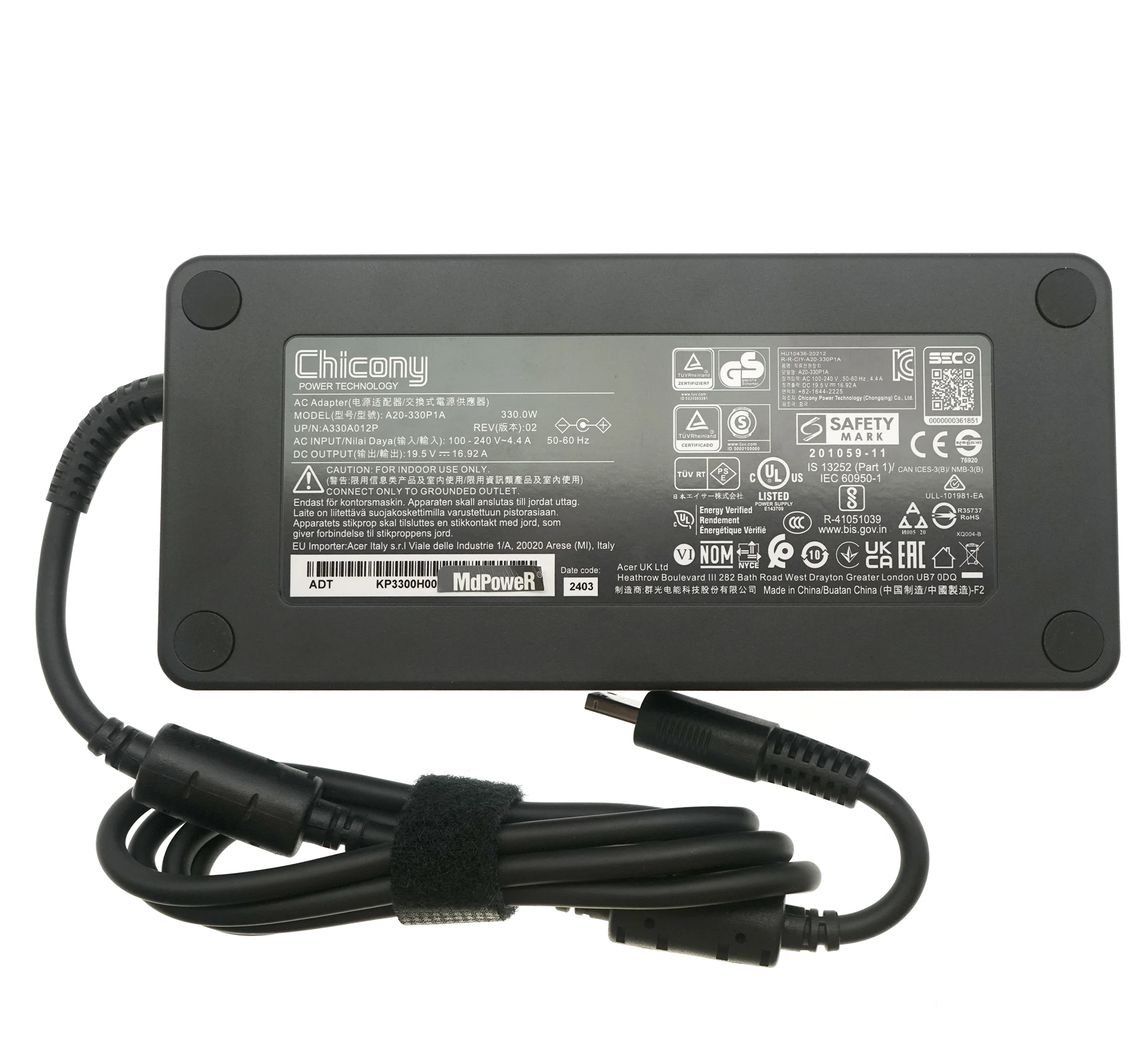 19.5V 16.92A 330W AC Adapter Laptop Charger For MSI Raider GE68HX 13VI-235AU Gaming Notebook Power Supply A20-330P1A A330A018P