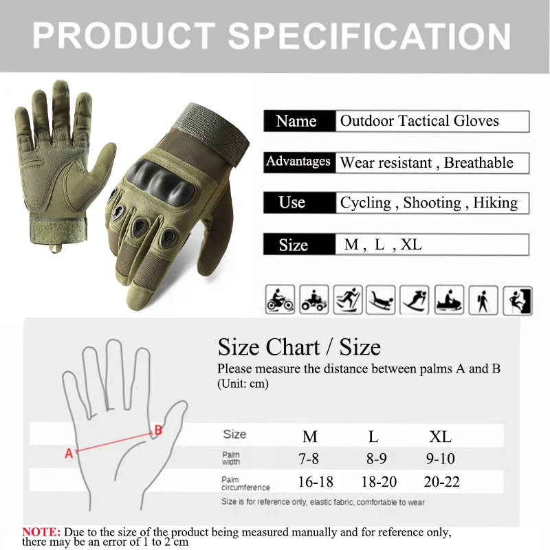 Tactical Full Finger Gloves Hiking Non-slip Paintball Gloves Outdoor Sports Cycling Hunting Shooting Protection Gloves