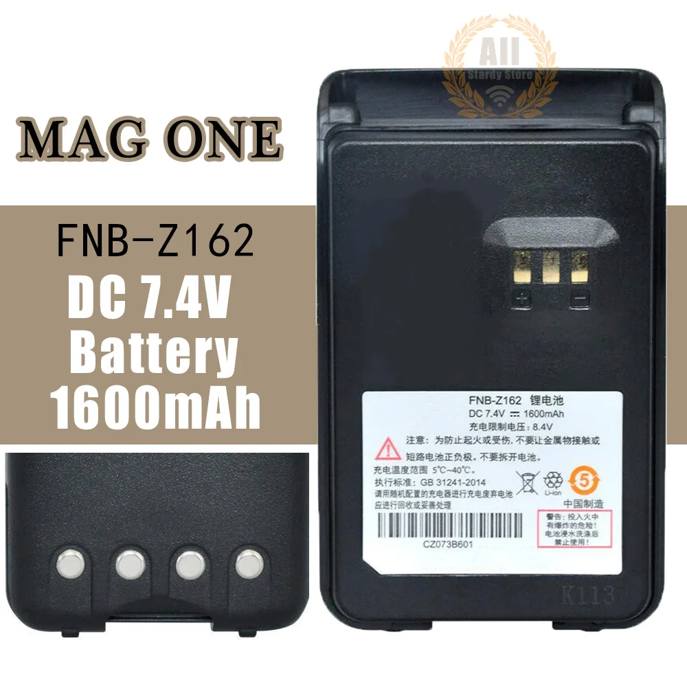 

FNB-Z162 Walkie Talkie Battery 7.4V 1600mAh Compatible with Z418 V468 418D FNB-Z162 MAG ONE battery Two Way CB Radios Accessory