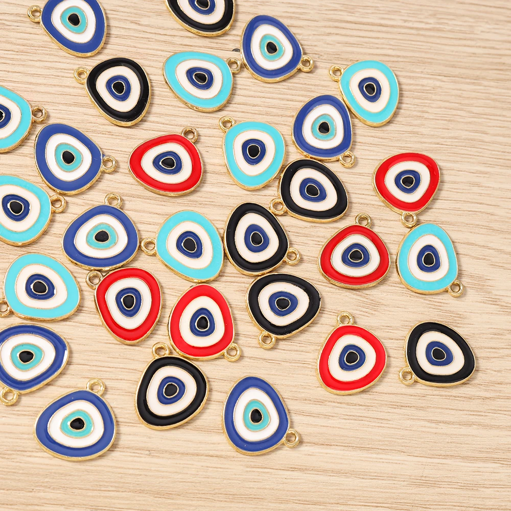 Tusember 20 Stück 15*19mm Niedliche Türkische Blaue Augen-Anhänger für Ohrhänger, Armbänder, Halsketten, Böser-Blick-Anhänger zur Schmuckherstellung – Detail 3