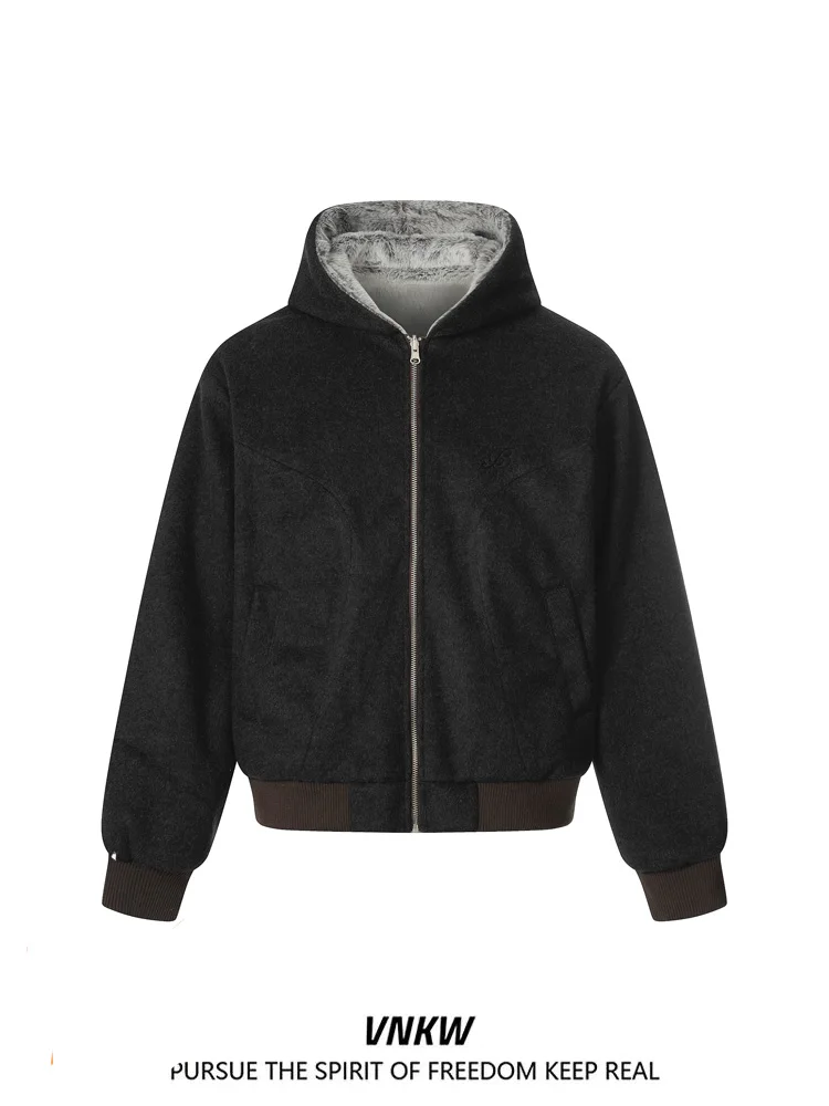 

Двусторонняя куртка-худи унисекс, теплая, повседневная, для пар, осенняя, из хлопка