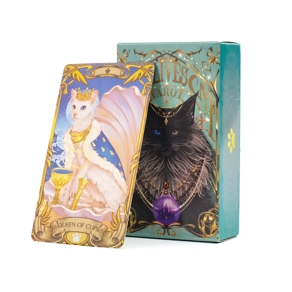 10.3*6Cm Nine Lives Cat Tarot Card Deck For Feline Fortune Telling And Guidance