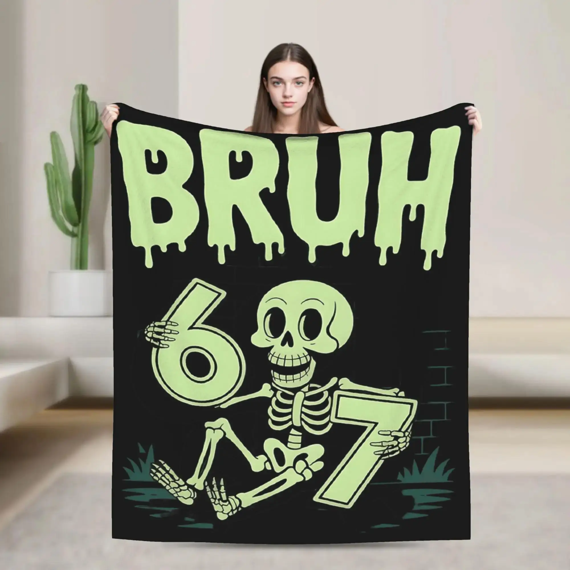 

Плед Six Seven Bruh Skull Meme: Теплый, мягкий, плюшевый плед для дивана, кровати, кресла, фланелевое покрывало