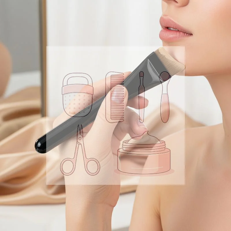 Paleta de Mistura para Maquiagem com Pincel de Base, Paleta de Aço Inoxidável para Base, Batom e Sombra com Espátula, Conjunto de Maquiagem
