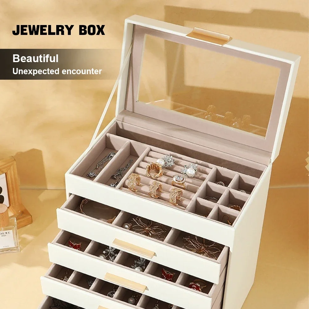 

YB New Glass Lid Jewelry Organizer 6-Layer Jewelry Box 5 Drawers For Jewelry Storage Jewelry Display Stand Storage Of Jewelry