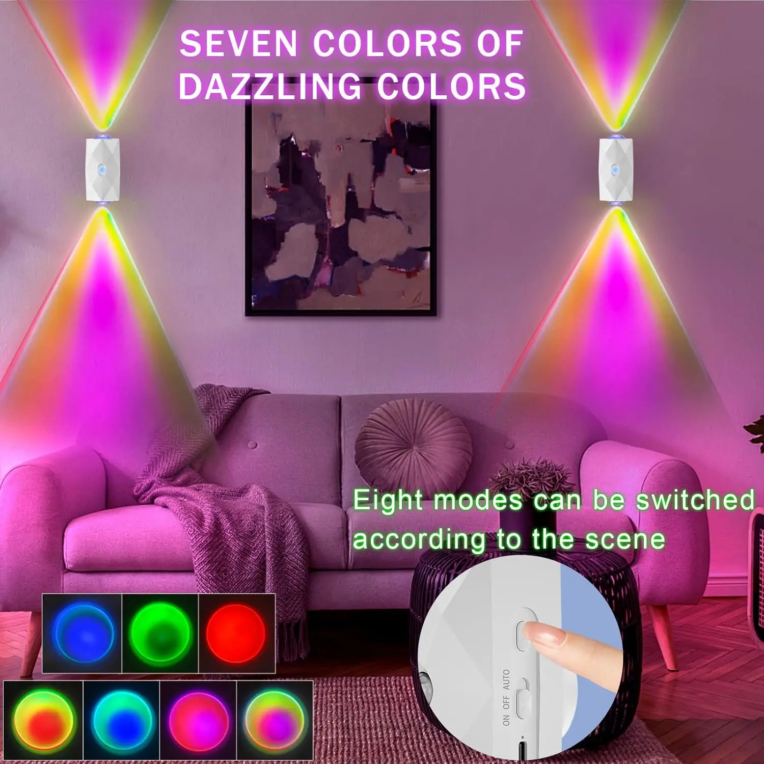 LED Motion-Sensing Night Light, USB Charging & Automatic Shut-Off After 15 Seconds, 7-Color Gradient to Create an Atmosphere