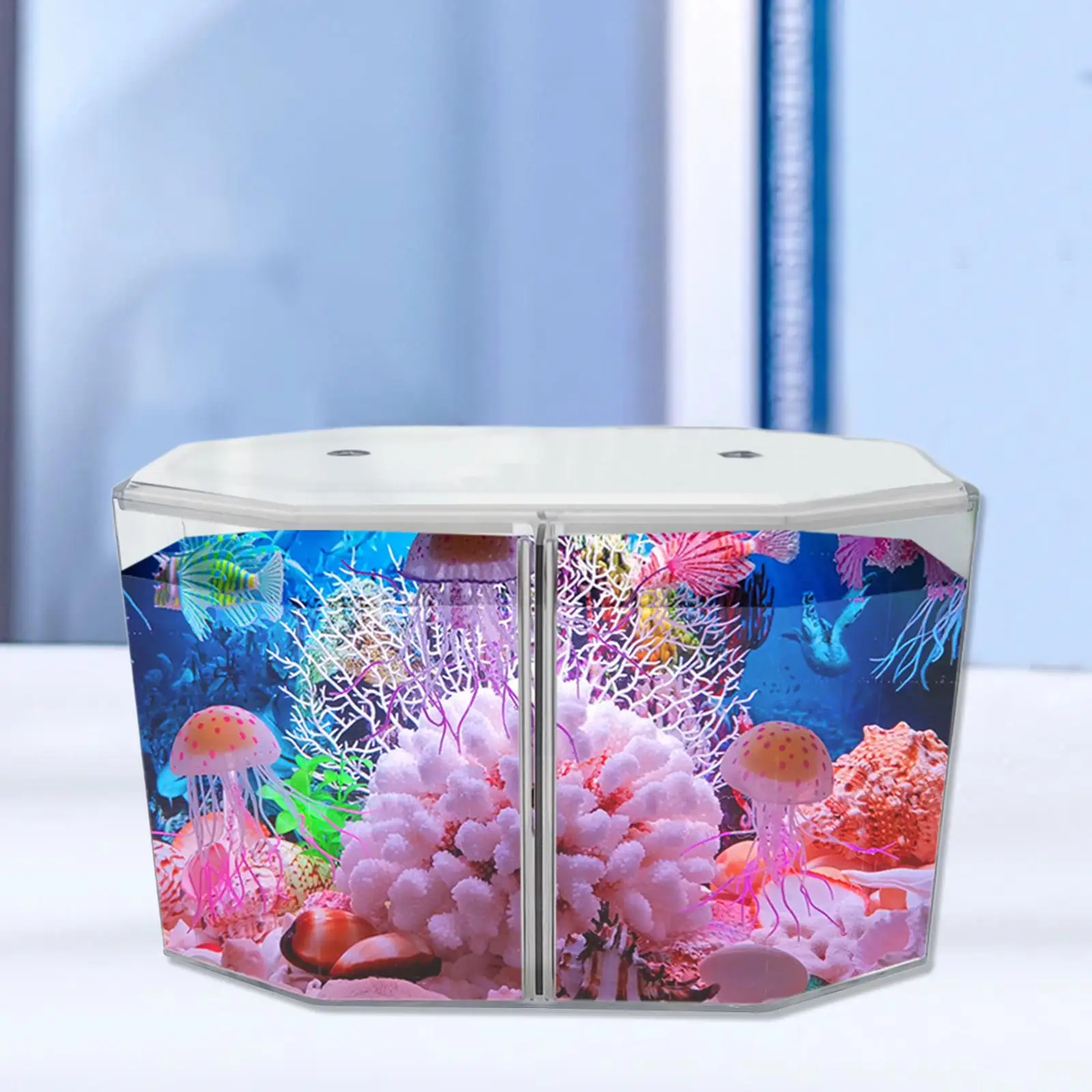 Mini Betta Fish Tank Mini Aquarium Tank Hatching Box Transparent Stackable Decoration Removable Dividers for Guppy Jellyfish