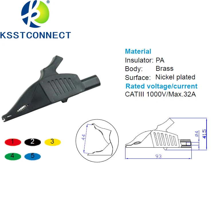 CC263 Heavy Duty Alligator Clips Full Insulated Safe Crocodile Clips with 4mm Banana Jack Socket for electrical Test